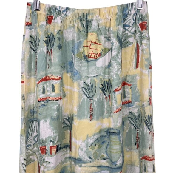 Hot Cotton Marc Ware Midi Skirt Tropical Medium Slit Tencel Cruise Vacation EUC - Picture 2 of 6